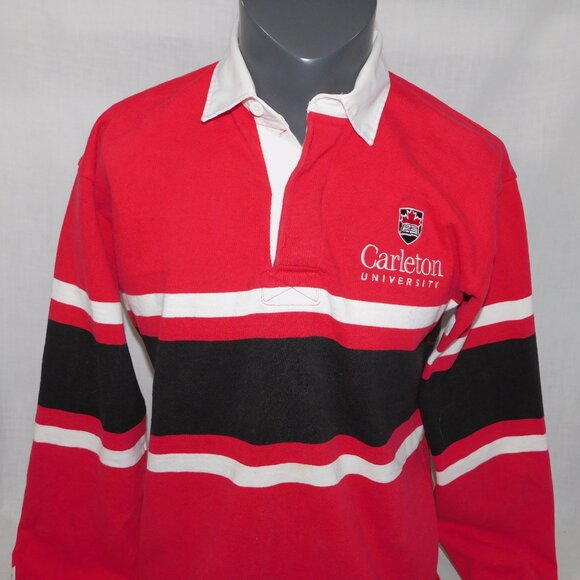 Barbarian Mens M Red White Black Carleton University Ottawa Rugby Shirt - Picture 2 of 10